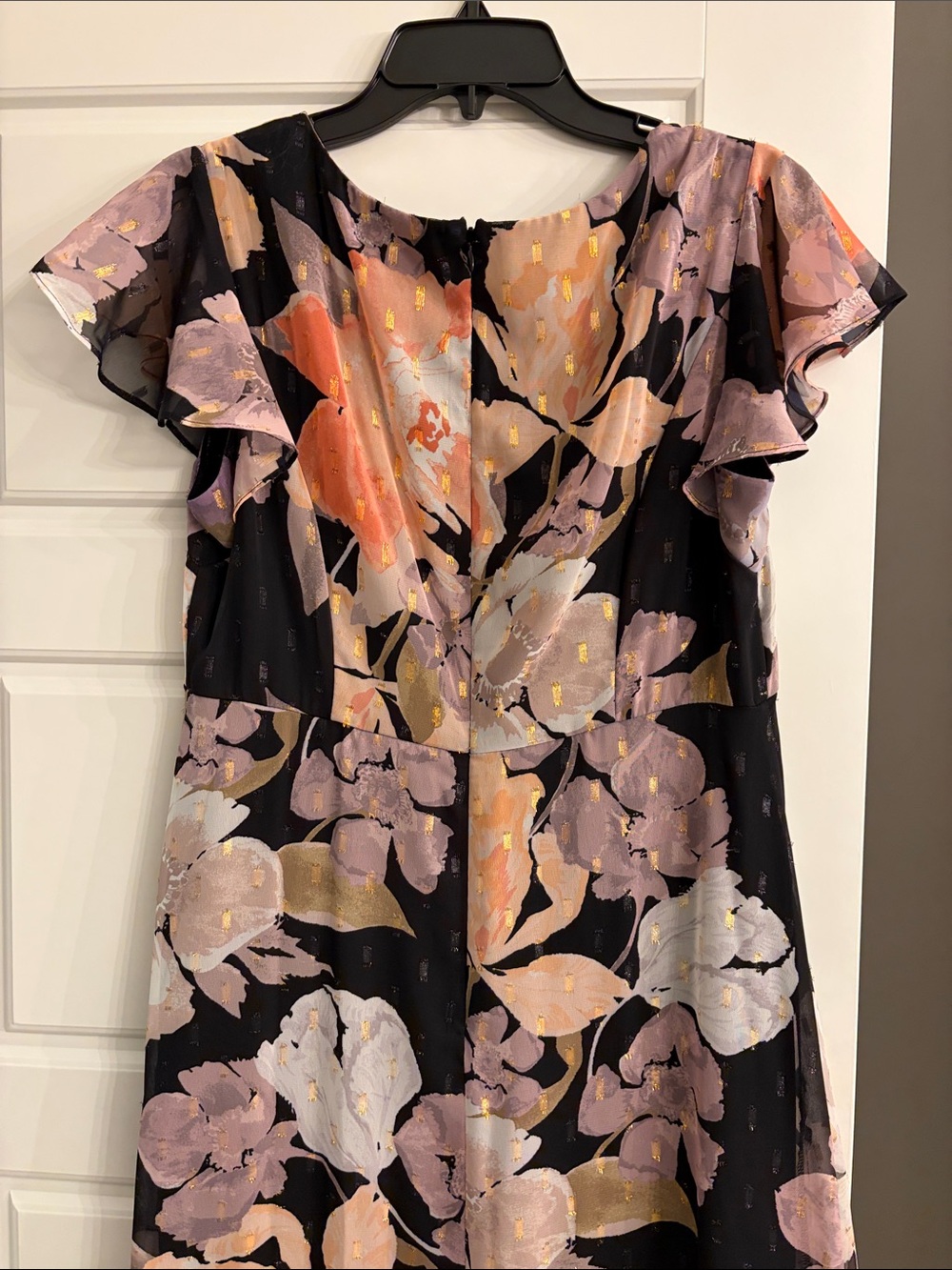 Adrianna Papell Floral Chiffon Printed V-Neck Jumpsuit - Picture 5 of 7